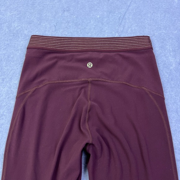 Lululemon Principal Dancer Tight Size 6 Maroon Golden Lining Seamed Pant‎ W5BIDS - Picture 12 of 14